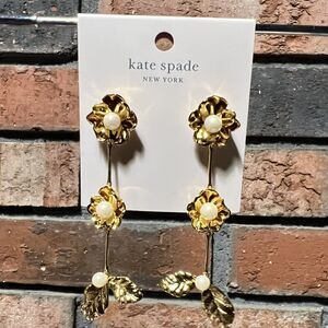 Kate Spade New York Lavish Blooms Botanical Drop Earrings LINEAR DROP GOLD NWT